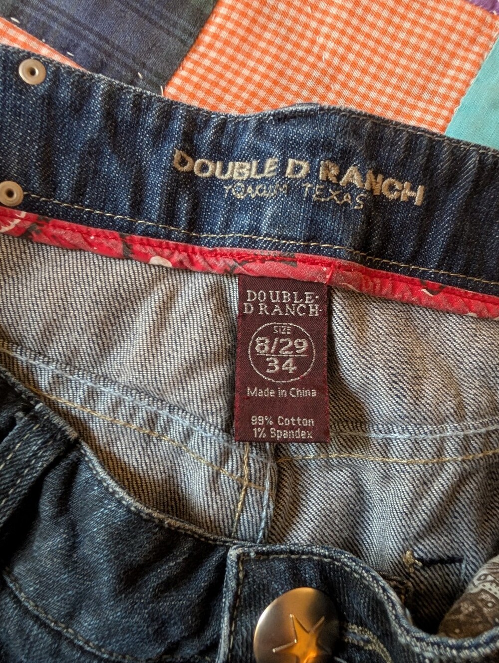 Double D Ranch jeans, jeans w embroidery & silver studs, Size 8 - Picture 6 of 10